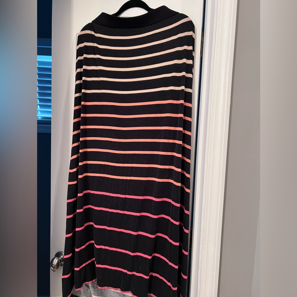 Black and pink stripe maxi skirt